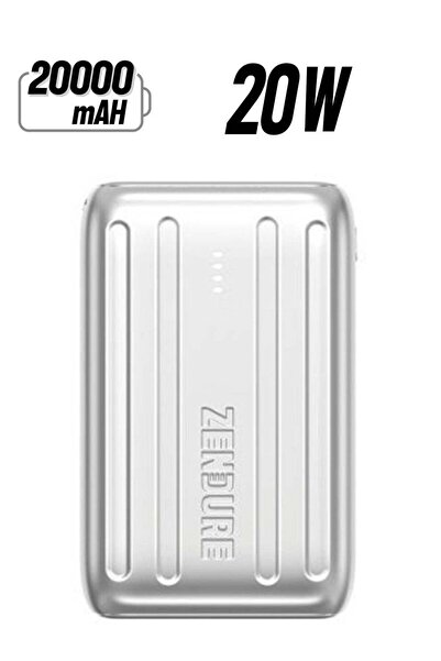 Generic بطارية زينديور سوبر ميني 20+ الخارجية بسعة 20000 مللي أمبير، فضية الل...