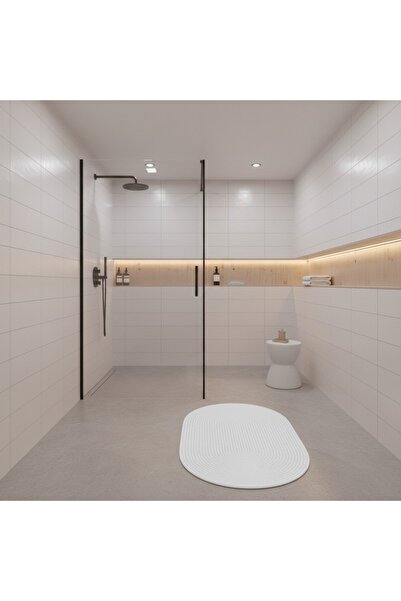serelya Hasır Çizgili Jüt Paspas | Banyo | Balkon | Doğal | Yıkanabilir | 60x100 cm