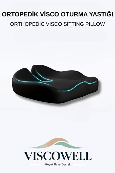 ViscoWell Ortopedik Visco Oturma Yastığı Koltuk Sandalye Minderi Kuyruk Sokum...