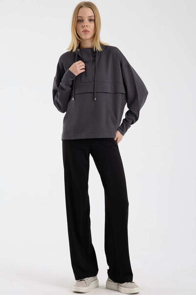 Sementa oversized Φούτερ με απαλή υφή - Ανθρακί