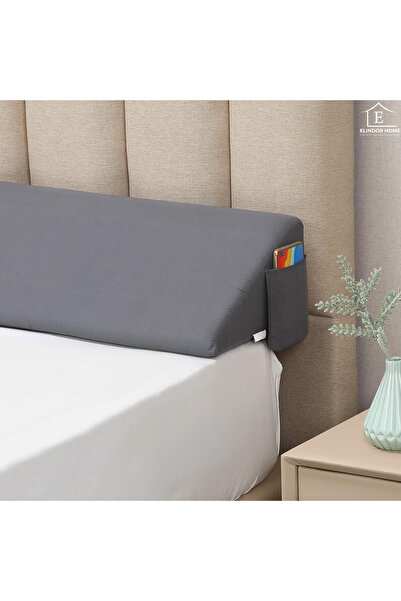 Elindor ® Triangular Orthopedic Pillow for Bed, Dense Foam Pillow, 193 x 25 x 15 cm, Gray