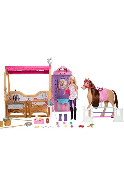 Barbie Toy Stable Playset with Doll, Horse & 25+ Accessories - Inspired by Mysteries (HXJ44)