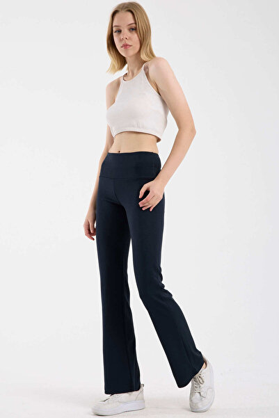 Sementa High Waist Soft Textured Sweatpants - Navy Blue
