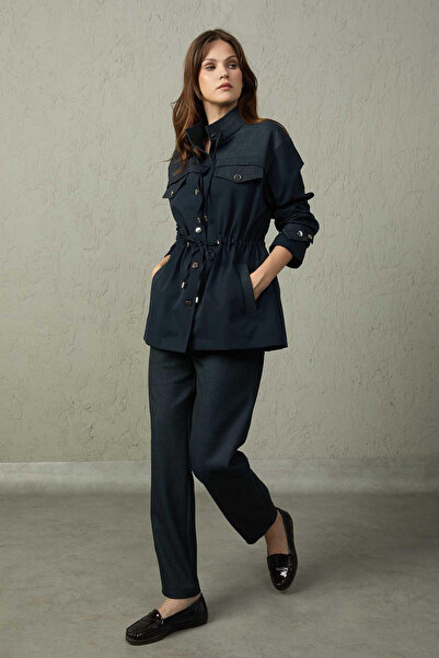 MEZZURA Trench de damă cu guler înalt și cordon în talie 1500 Bleumarin