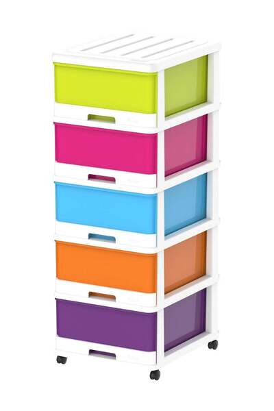 Cosmoplast 5 Tiers Storage Cabinet With Drawers & Wheels