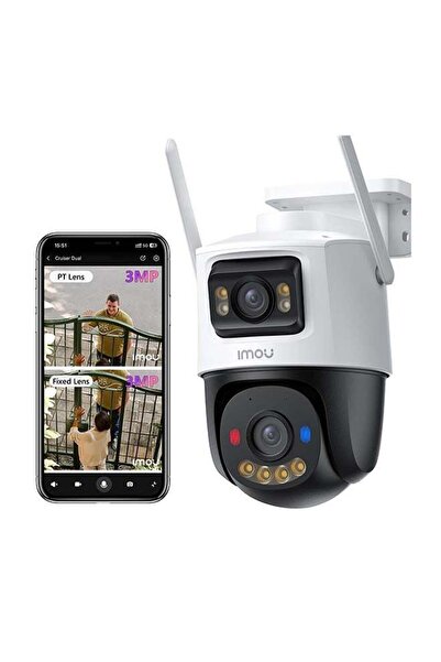 Imou كاميرا مراقبة خارجية بدقة 6 ميجابكسل بعدسة مزدوجة، مزودة بتقنية واي فاي، تدعم الاتصال المزدوج.