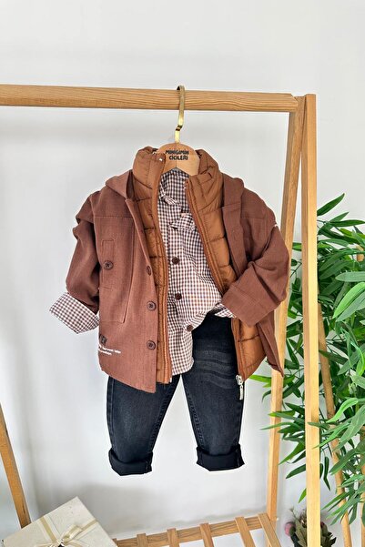 Minigimin Cicileri Set de set cu vestă cămăși cu carouri pentru băiat din Min...