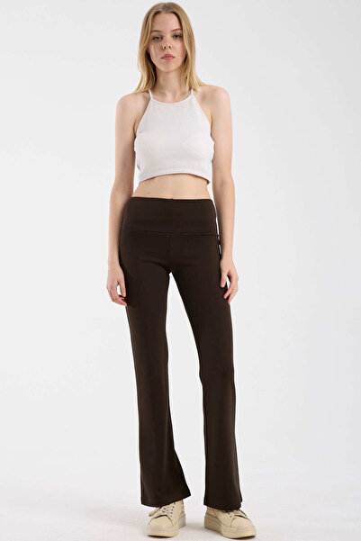 Sementa High Waist Soft Textured Sweatpants - Brown