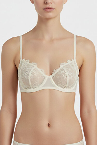 Laperissa White Lace Trimmed Cupless Bra