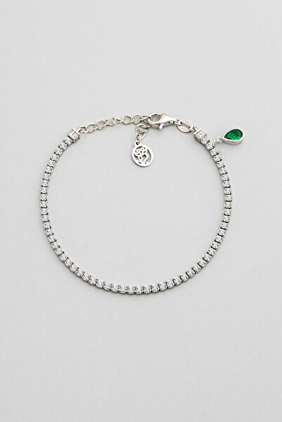 So CHIC... Aşk Işığı 18 Ayar Beyaz Altın Kaplama 19 Cm Gümüş Su Yolu Bileklik