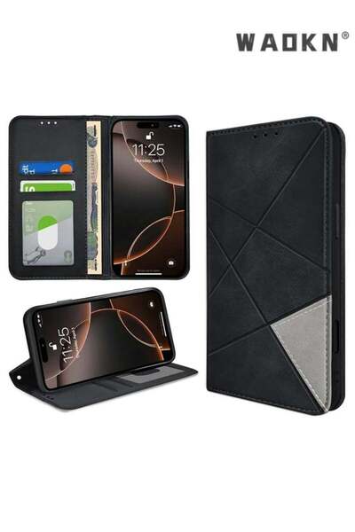 WAOKN جراب محفظة فاخر من الجلد الصناعي لهاتف آيفون 16 برو مع حاملين للبطاقات ...