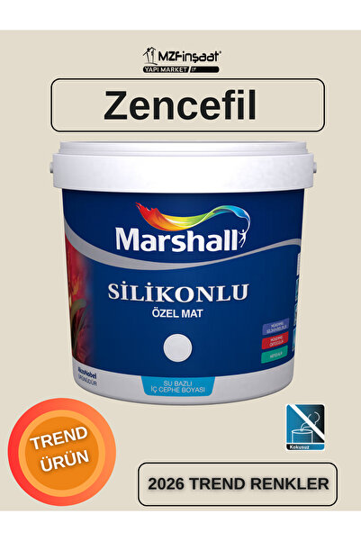 Marshall Silikonlu Özel Mat Silinebilir Kokusuz İç Cephe Boyası Zencefil