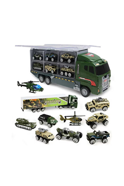 iTin Toy transport truck trailer set, 7 pieces, ambulance, firefighters, interactive, red