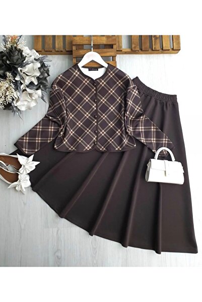 asyadabutik Women's Scuba Diving Fabric Classic Color Jacket Skirt Two-Piece ...