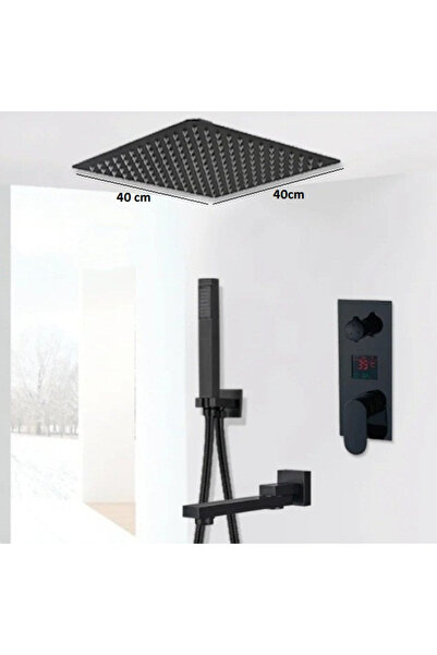 Mexen Set de duș încastrat în tavan cu termostat, cap pătrat 40 x 40 cm