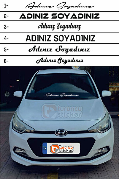 Turuncu Sticker Ad Soyad Araç Sticker-İsim Soyisim Araba Yazısı-Araç Sticker-...