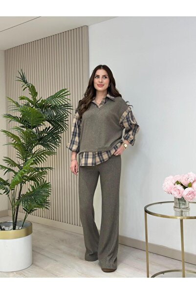 TLG GİYİM Shirt Detailed Knitwear Trouser Set