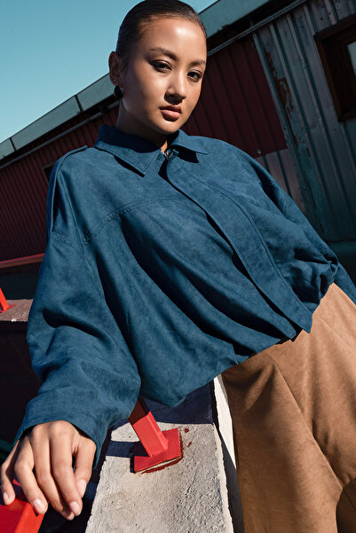 Nisan Oversized Suede Bomber Jacket