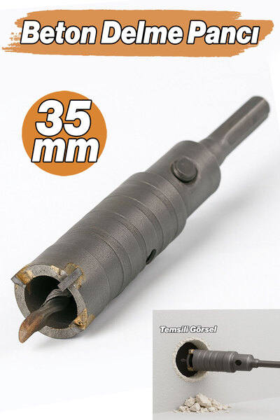 Badem10 SDS Elmas Beton Delme Pançı 35 MM Beton Duvar Taş Delme Ucu Güçlü Kes...