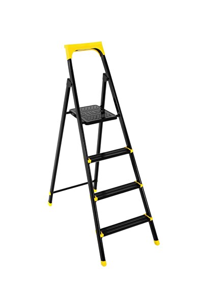 AYYILDIZ Moonstar Ev Tipi Merdiven 3+1 Basamak Katlanır Şık Merdiven Siyah Pr...