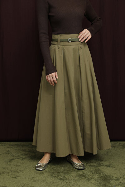 Modamorfo Women's Bridge Detailed Belted Skirt - 20710Etk