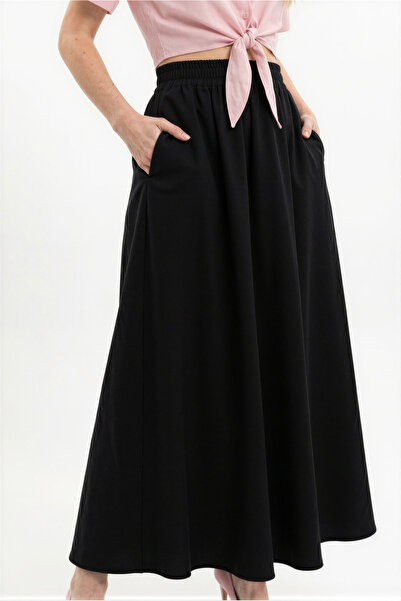 trendypassion Women's Black Hidden Pocket Bell Skirt