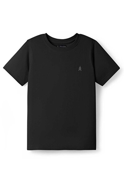 Pine kids Cotton Knit Half Sleeves Solid Color T-Shirt - Black