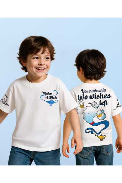 Pine Kids Disney تيشيرت أبيض واسع بأكمام نصفية وكتفين منسدلين، مزين برسومات ع...