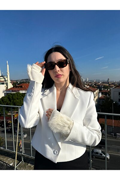 Mollycrush Kadın Peluş Yarım Parmak Eldiven – Peluş Bilekli Kışlık Model