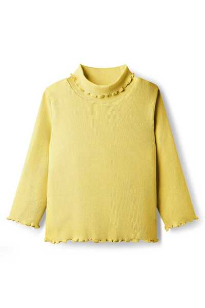 Babyhug Cotton Knit Full Sleeves Solid Turtle Neck Winter Top - Yellow