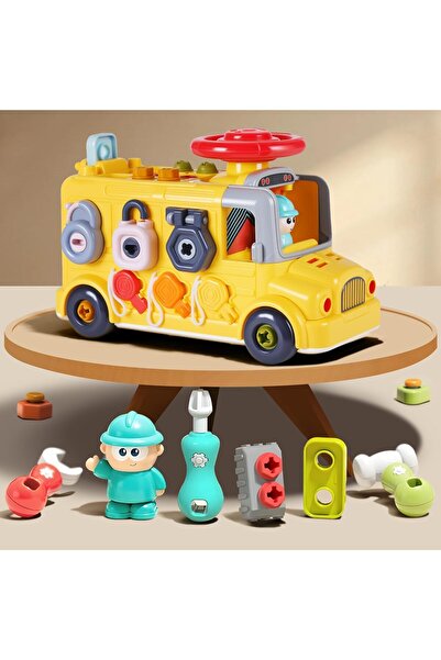 zola 6 in 1 bus construction set, 55 pieces, driver, screws and tools, plastic, 25 x 16.5 x 14 cm