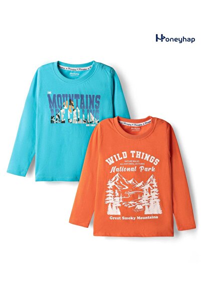 Honeyhap تيشيرتات قطنية فاخرة 100% بأكمام طويلة بنقشة الغابة، عبوة من قطعتين ...