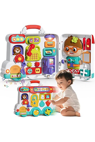 zola Montessori interactive bus, sensory activities, light and sound effects, 30 x 24 x 9 cm