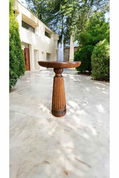 Simillo Home&Living Doğal Masif Ahşap Tekli Mantar Sehpa Açık Ceviz Renk