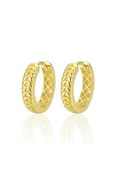 Söğütlü Silver 925 Ayar Gümüş küpe Üzeri Altın Kaplama Başak Modeli Halka Küp...