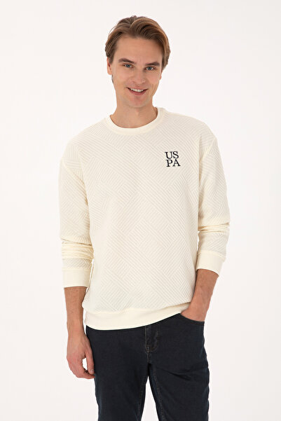 U.S. Polo Assn. Erkek Oversize Fit Bisiklet Yaka Krem Sweatshirt 50310006-VR256