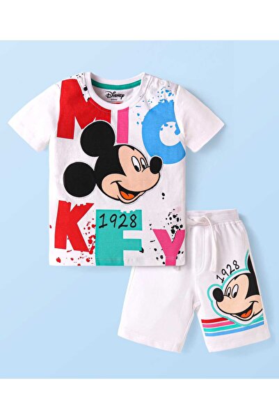 Babyhug Disney Single Jersey Knit Half Sleeves T-Shirt & Shorts Set Mickey Mo...