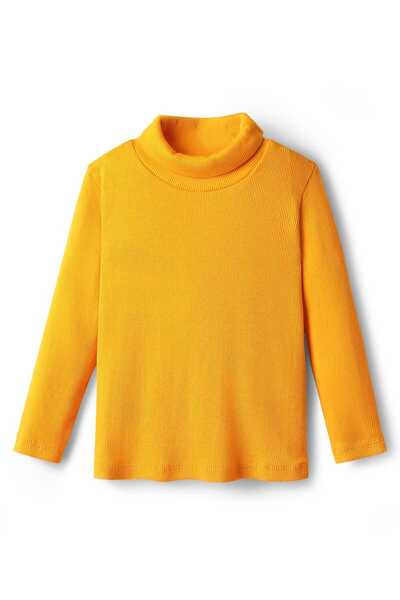 Babyhug Cotton Knit Full Sleeves Solid Winter Top with Turtle Neck - Yellow