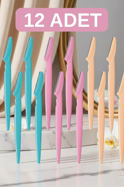 MAISON GLOWEN 12 Adet Kaş Usturası Yüz Jileti Kadın-Erkek Epilasyon Tüy Ustur...
