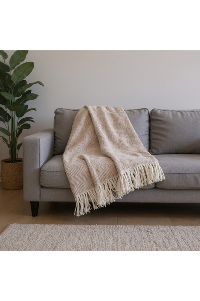 Comfort Craft Artea Beige Single 4 Season Cotton Blanket 130*170cm Balcony / Tv Blanket