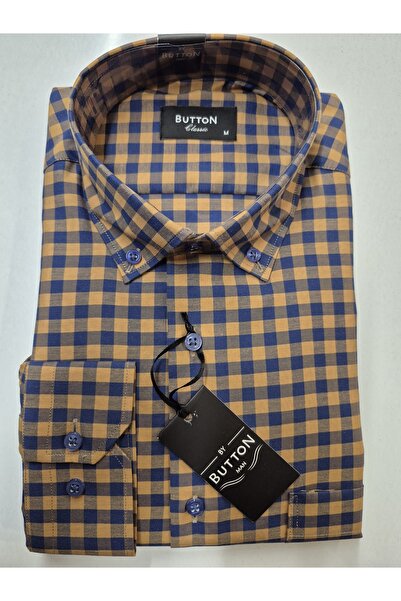 AFYON PASTEL Classic Cut Pocket Plaid Button down Collar Men's Shirt