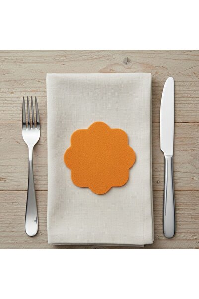 Grand Fine Art Felt Coasters Set of 4 Orange Round 10X10 cm
