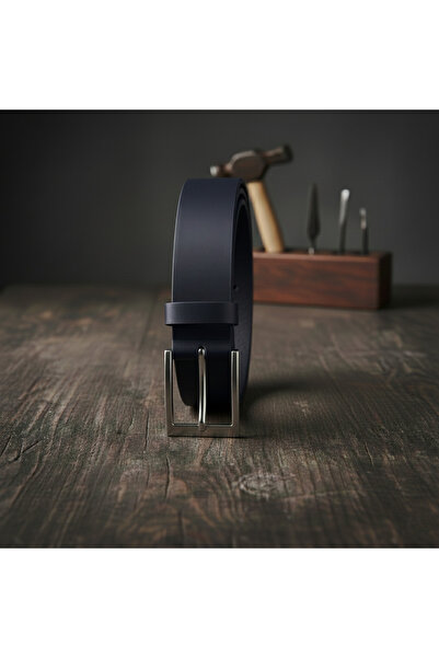 Mamlay Pantaloni clasici din țesătură cu cataramă metalică de culoare bleumar...