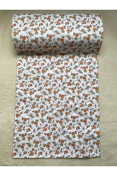 Teksev Vera Floral Patterned 100% Cotton Orange Duvet Cover, Bed Sheet, Pillowcase, Meterage Fabric | 100-240 cm