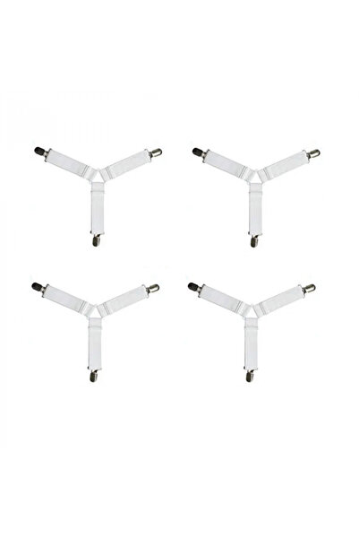 G Glixicom Cleme Fixare Cearceaf din Metal si Elastic Triunghiulare Ajustabile Set 4 Bucati