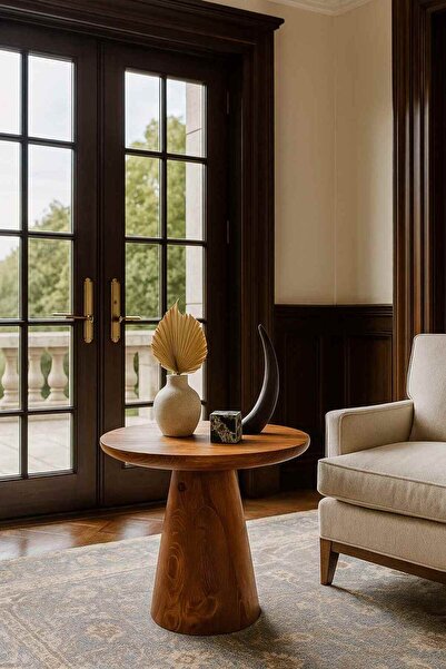 Simillo Home&Living Rustik Meşe Renk Orta Sehpa – Modern Mantar Formu