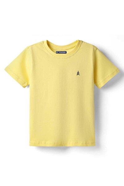 Pine kids Cotton Knit Half Sleeves Solid Color T-Shirt - Light Yellow