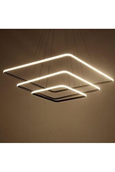 Elektroyou Marsel 3'lü Kare Siyah Günışığı Ledli Sarkıt Avize