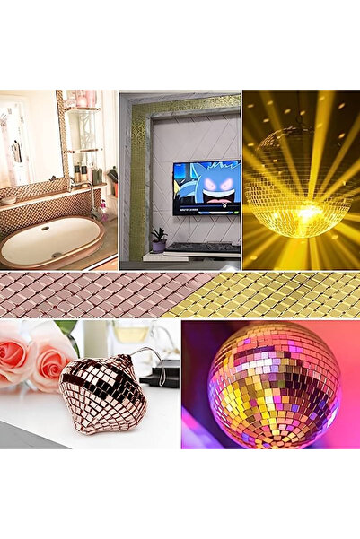 G Glixicom Banda Adeziva Decorativa de Tip Mozaic Oglinda Rose Gold 4 x 100 cm