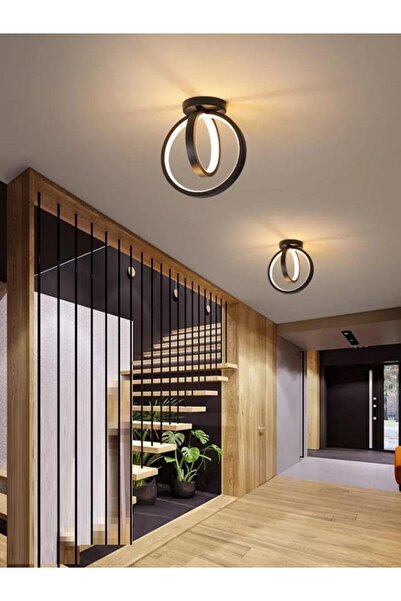 Elektroyou Atom Siyah Plafonyer Günışığı Ledli Avize Takım 2 Adet